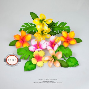Modelos SVG de coleção de jardim de flores tropicais 3D para máquinas de corte Cricut e Cameo (inclui um tutorial em vídeo para Plumeria)