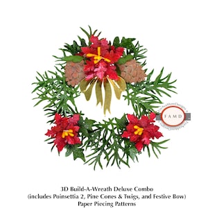3D Build-A-Wreath Combo SVG Digital Die Cut Paper Piecing Patterns for Cricut and Silhouette