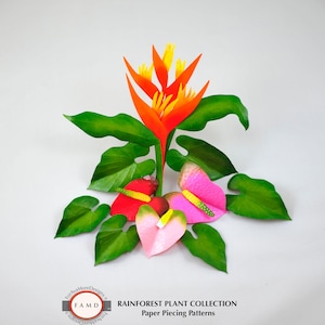 Collection de plantes 3D de la forêt tropicale, fleur SVG, motifs de rattache en papier découpé numérique pour la fabrication de cartes, le scrapbooking et les invitations