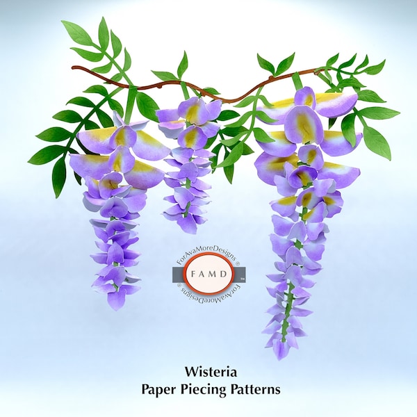 3D Wisteria Vine SVG Digital Die Cut Paper Piecing Patterns for Card Making, Scrapbooking, and Invitations