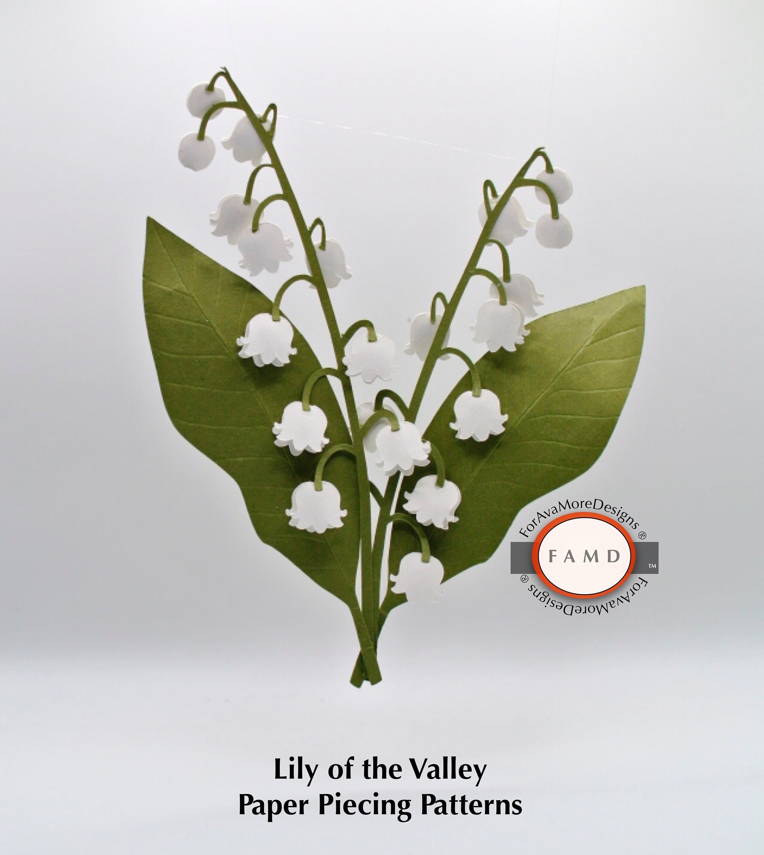 2D Lily of the Valley SVG Digital Die Cut Paper Piecing Pattern for