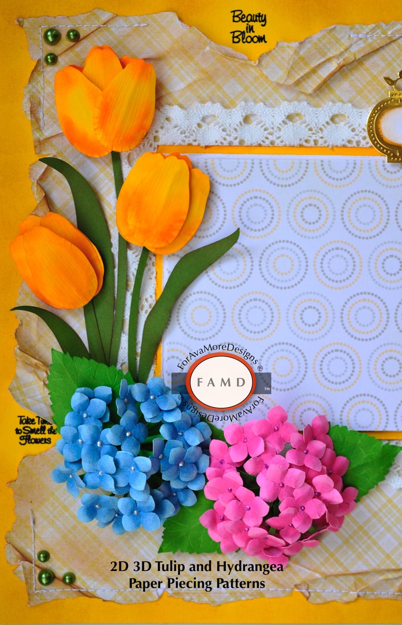 Download 2D Tulip Flower SVG Digital Die Cut Paper Piecing Patterns ...