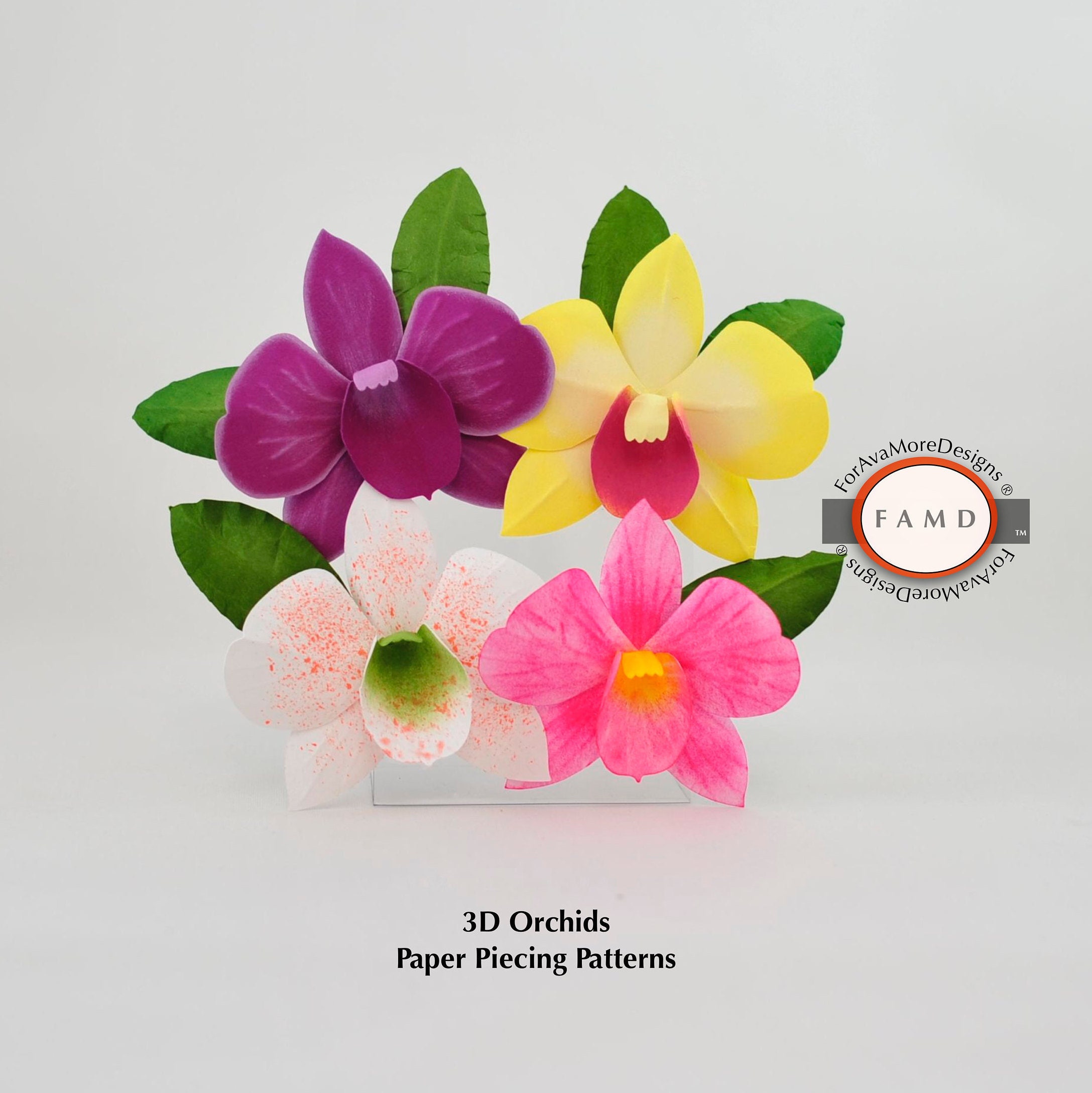 Download 3D Orchid Hawaiian Flower SVG Digital Die Cut Paper ...