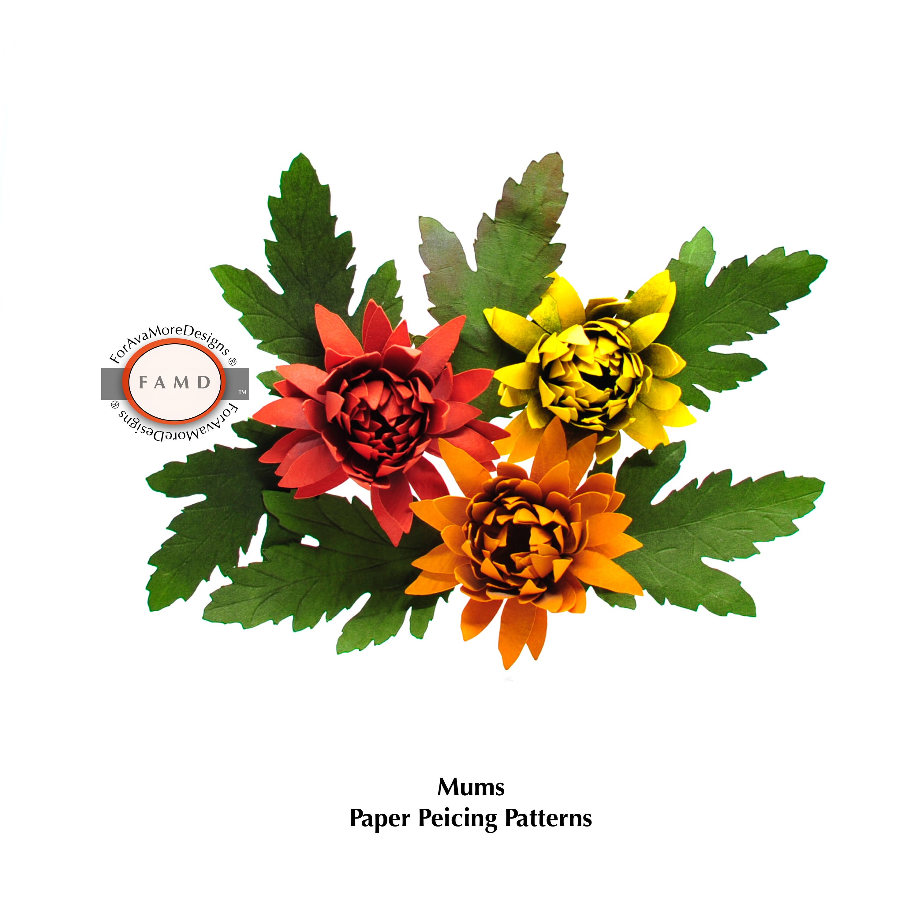 Paper, Party & Kids 3D Mums Flower SVG Digital Die Cut Paper Piecing