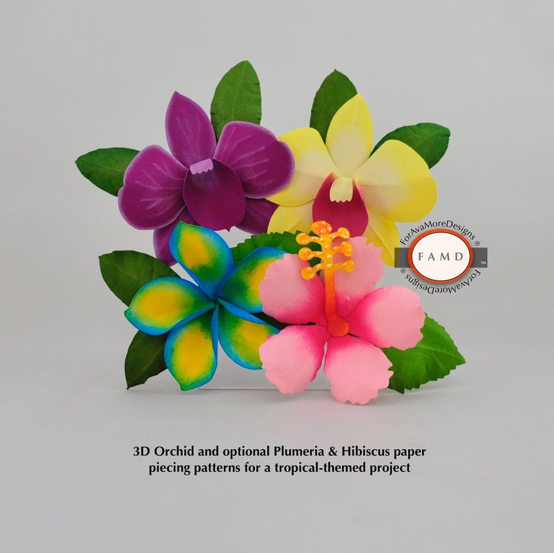 2D 3D Orchids Tropical Plant Hawaiian Flower SVG Digital Die Cut Paper ...