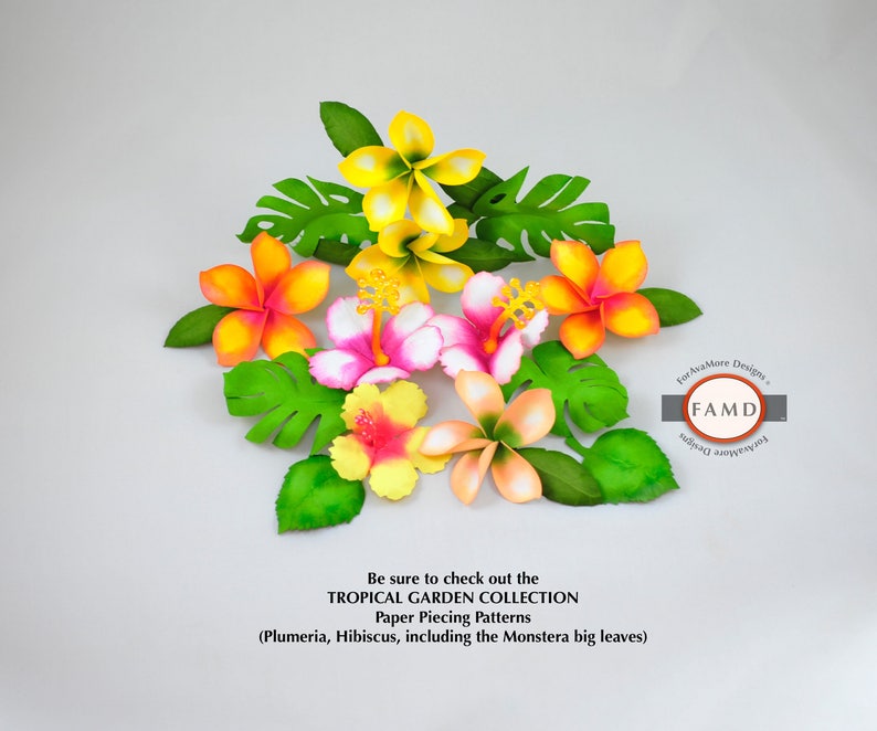 3D Hibiscus Tropical Hawaiian Flower SVG Digital Die Cut Paper Piecing ...