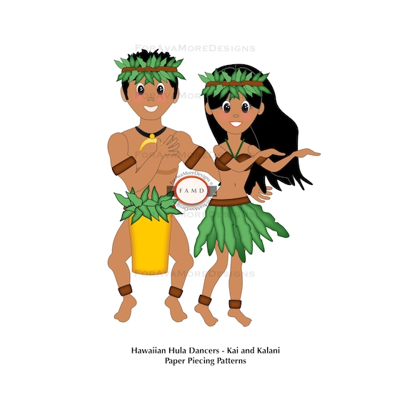 Hawaiian Polynesian Hula Dancer Boy And Girl Paper Piecing Svg Etsy