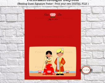 Traditional Indian Wedding DIGITAL JPG Printable Wedding Guest Signature Poster - Guest Book Alternative