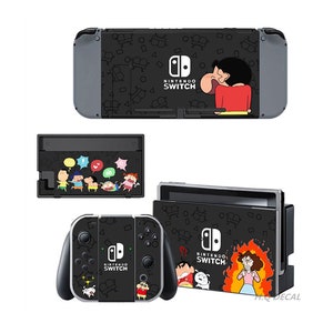 クレヨンしんちゃん Nintendo Switch スキンシール、ブラック Nintendo Switch ステッカー、Nintendo Switch デカール、ラップ ゲーム アクセサリー