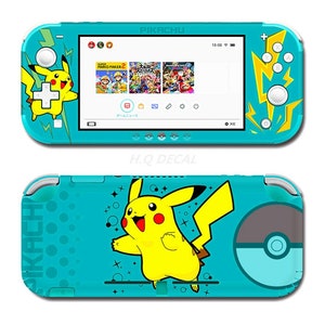 Blauw/geel/roze/zwart Pokemon Pikachu Nintendo Switch Lite Skin, volledig wrap vinyl skin voor Nintendo Switch Lite-stickers, Switch Lite-sticker