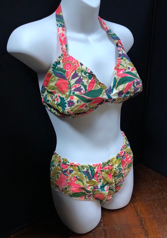 Paper Bikini Vintage, 1960s Rare Groovy Flower Po… - image 3