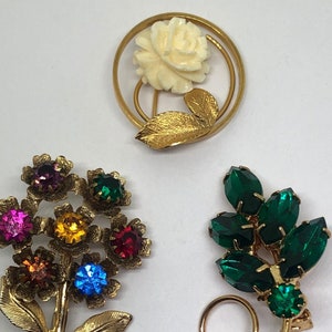 Flower Vintage Brooches, Vintage Brooches, Lot of 3 Brooches, Flower Brooch Lot