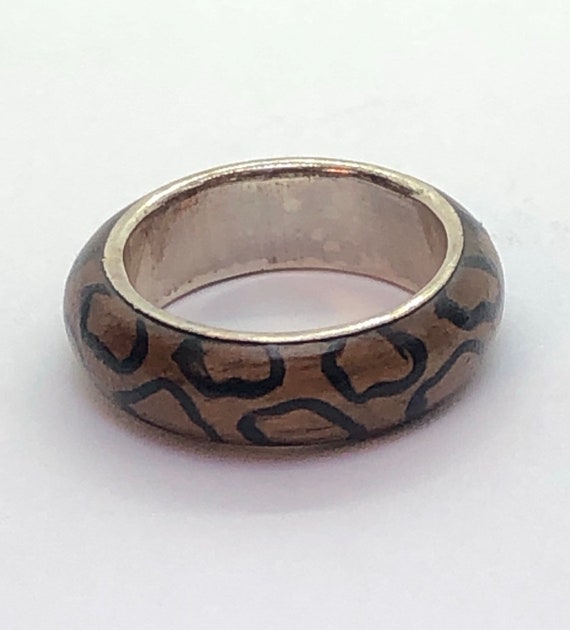 Sterling Silver and Wood Ring, Size 7 1/4 - image 4