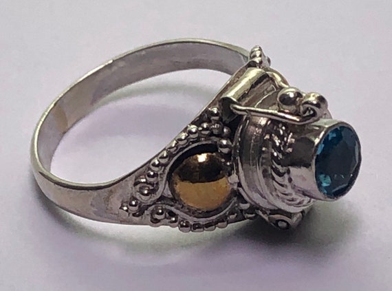 Poison Ring, Sterling Silver Blue Topaz Poison Ri… - image 3