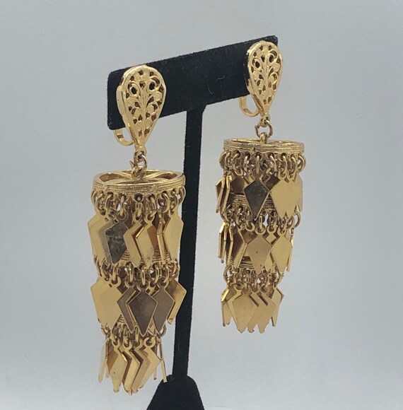 Vintage Large Chandelier Clip On Earrings Stateme… - image 2