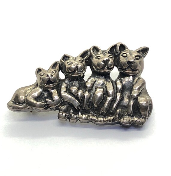 Silver Cats Brooch - image 2