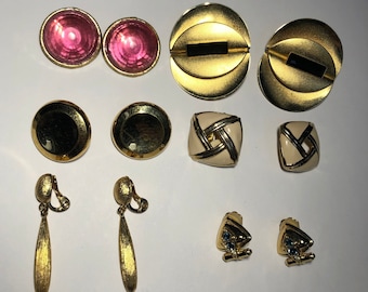 Vintage Clip On Earrings, Lot of 6 Pairs of Clip On Earrings