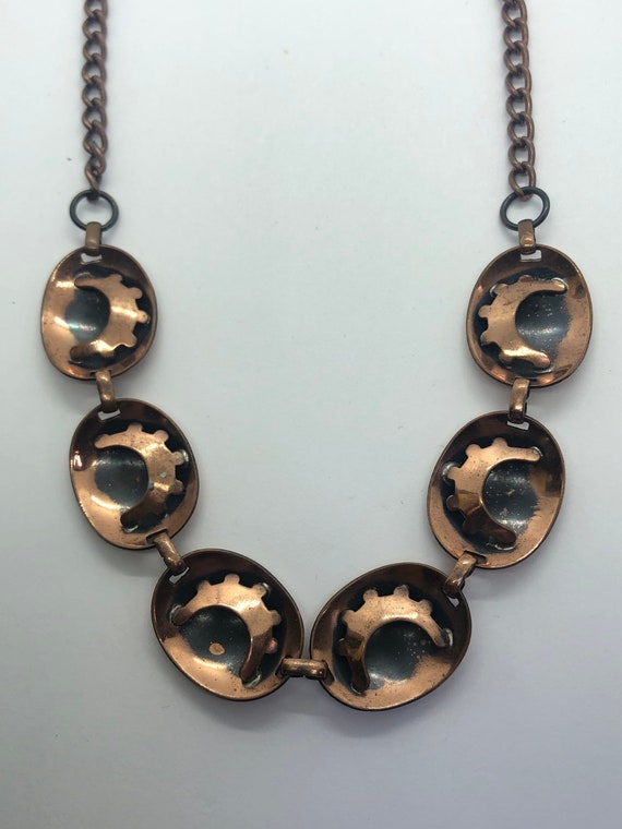 Brutalist Modernist Statement Copper Necklace, 18… - image 2