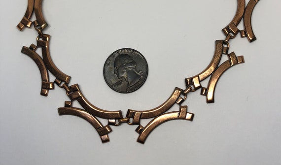 RENIOR Necklace, Mid Century 1950s Copper Linked … - image 5