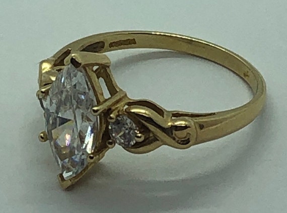 14K Gold Marquise Cubic Zirconia Ring Size 8, Wed… - image 4