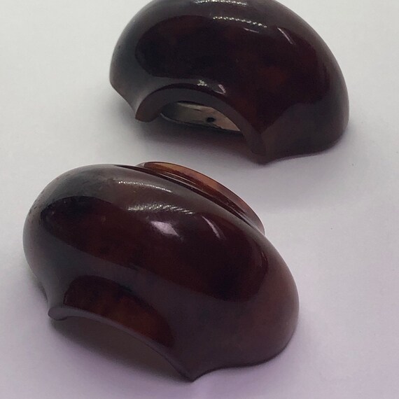 Geometric Bakelite Dress Clips, Brown Bakelite Fur