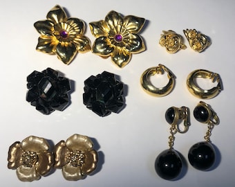 Vintage Clip On Earrings, Lot of 6 Pairs of Clip On Earrings