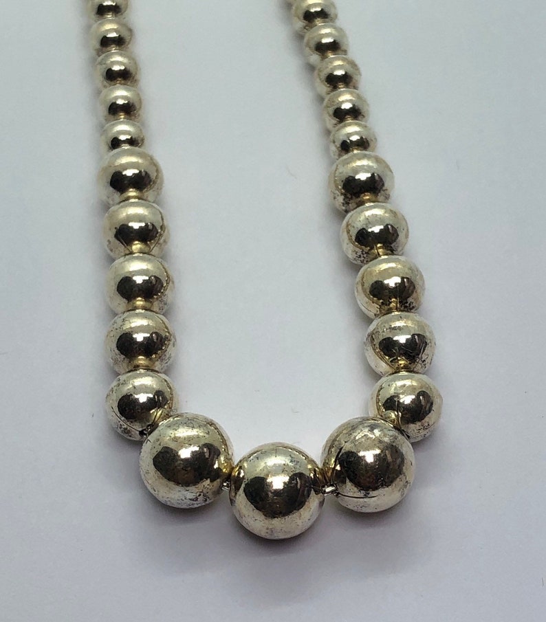 Sterling Silver Beaded Choker Necklace 16 1/4 L Etsy