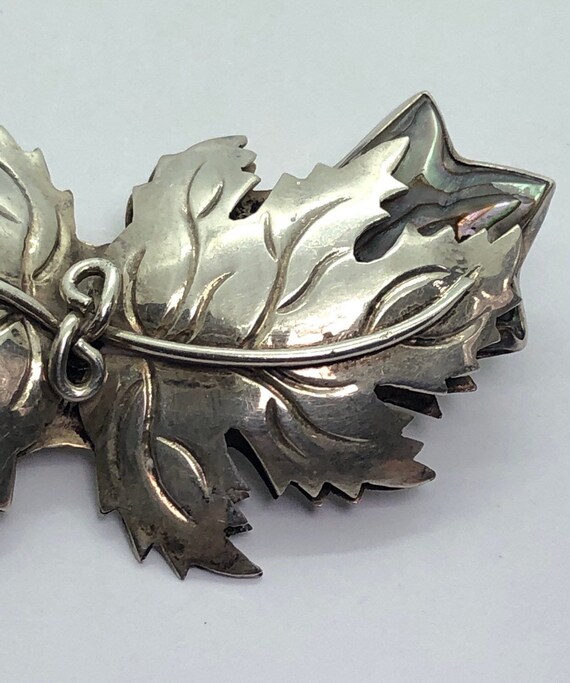 STERLING SILVER Leaf Brooch Pin - image 6