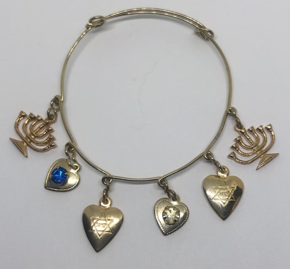 Vintage 1940's Sweetheart Charm Bracelet, JEWISH … - image 6