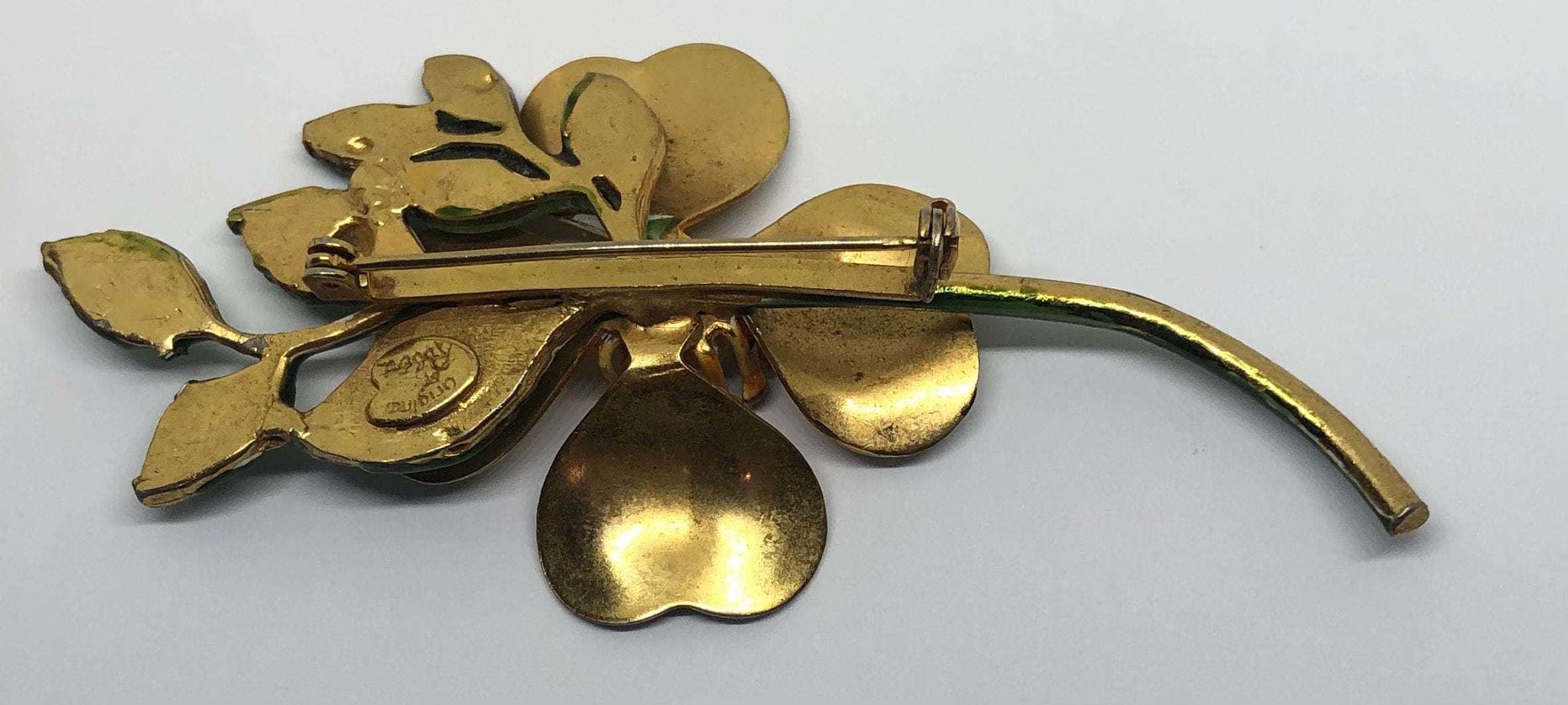Original by Robert 花輪ブローチ ORIGINAL BY ROBERT Flower Vintage Brooch, Vintage Enamel Brooch