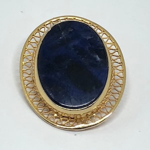 CASSELL Blue Agate 12K GF Brooch