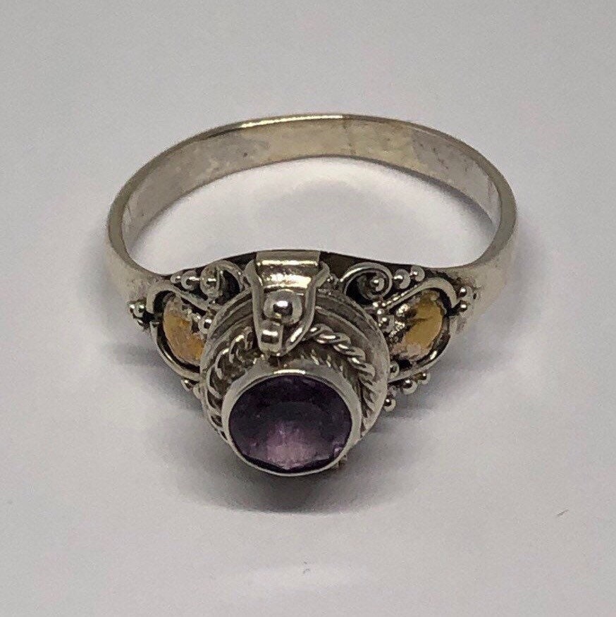 Poison Ring, Silver Amethyst Poison Ring Size 5