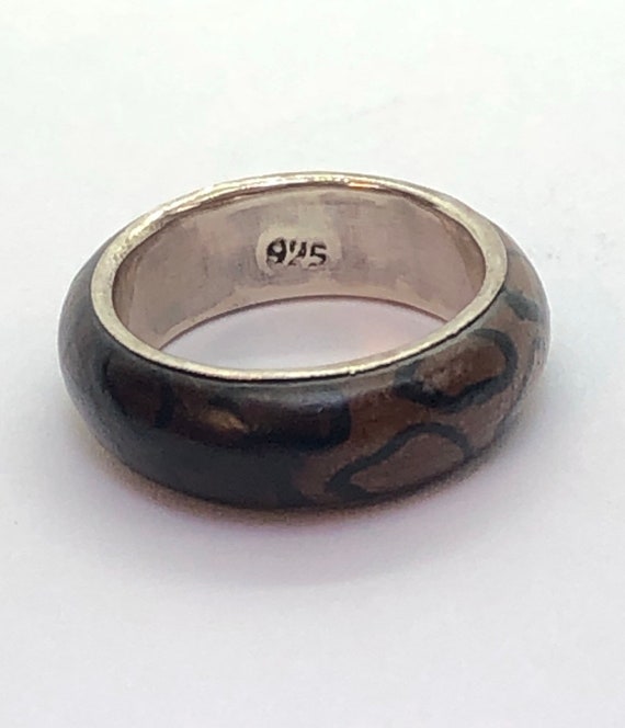 Sterling Silver and Wood Ring, Size 7 1/4 - image 2