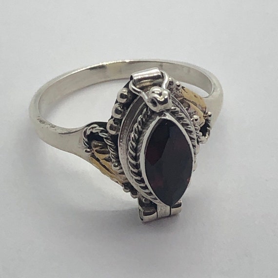 Poison Ring, Garnet Silver Poison Ring Size 4, Ri… - image 3