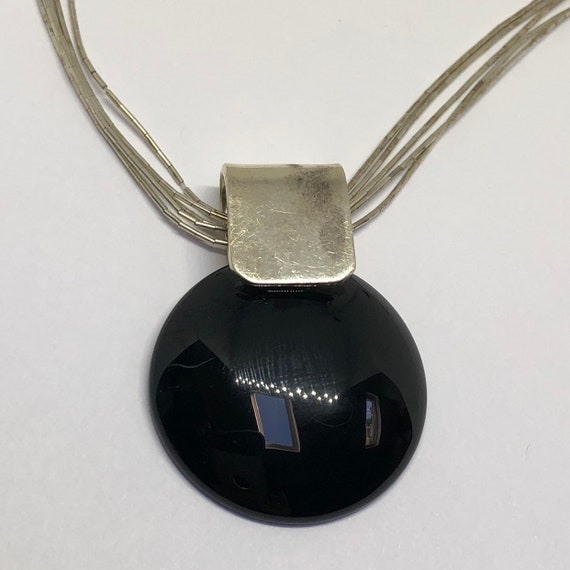 Sterling Silver Necklace, Silver Black Necklace
