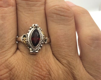 Poison Ring, Garnet Silver Poison Ring Size 4, Ring Size 9, Ring Size 10, Sterling Silver Ring