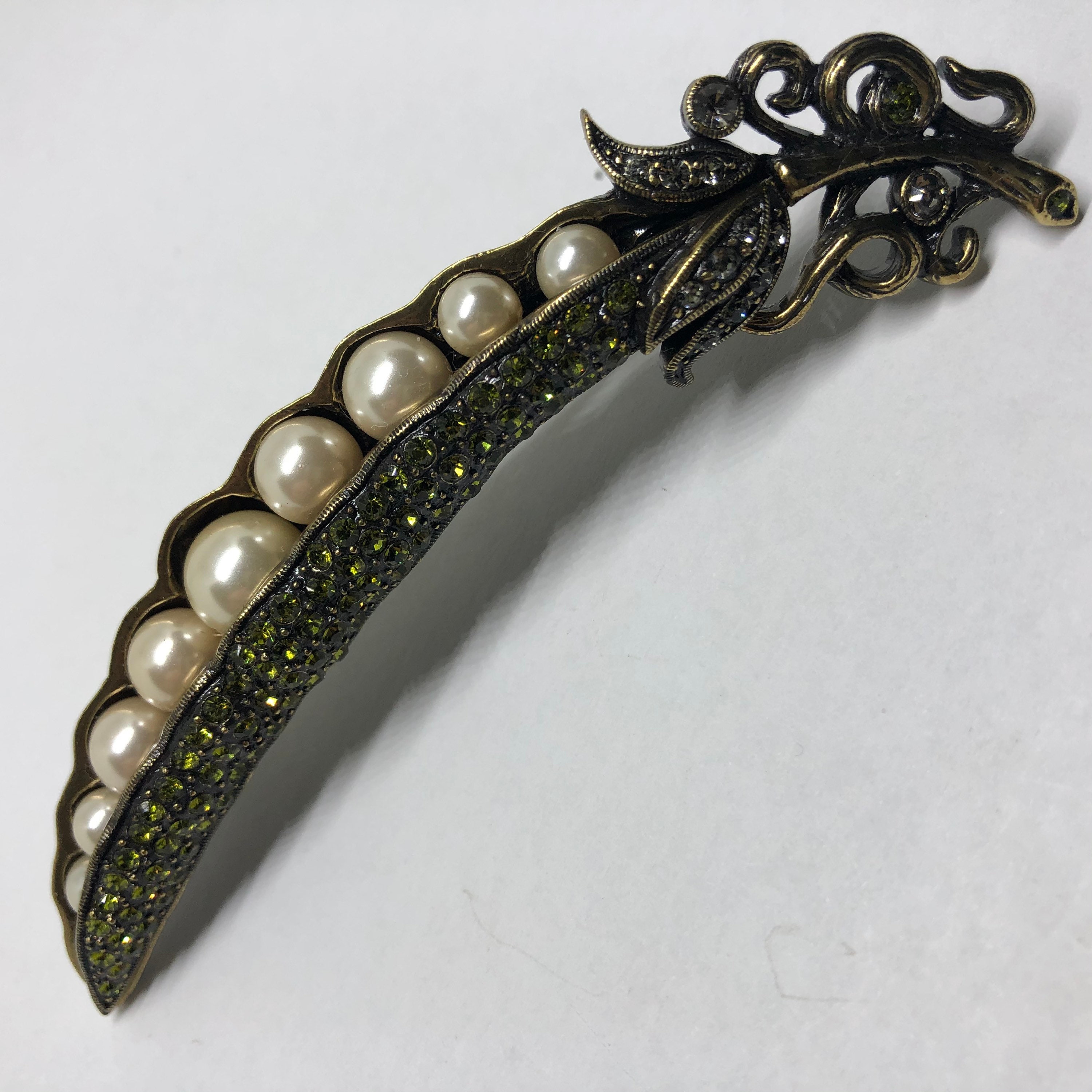 U955/HEIDI DAUS/超希少/古金色タイガー虎パヴェエナメルブローチ