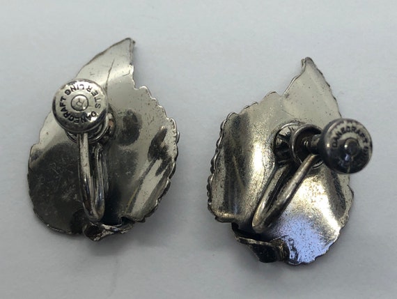 DANECRAFT Sterling Silver Leaf Screwback Earrings - image 7