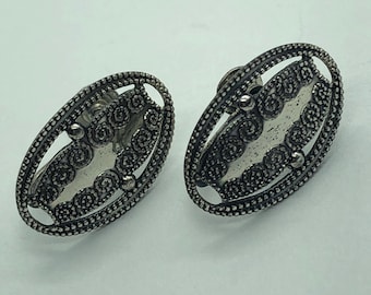 Pendientes de plata de ley BEAU STERLING con cierre de rosca estilo art déco y volutas ovaladas