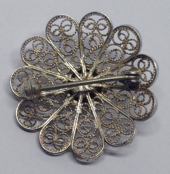 STERLING SILVER Delft Brooch, Silver Windmill Fil… - image 4