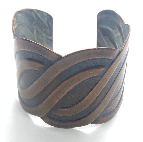 REBAJES Copper Scalloped Edges Cuff Bracelet, Mid… - image 8