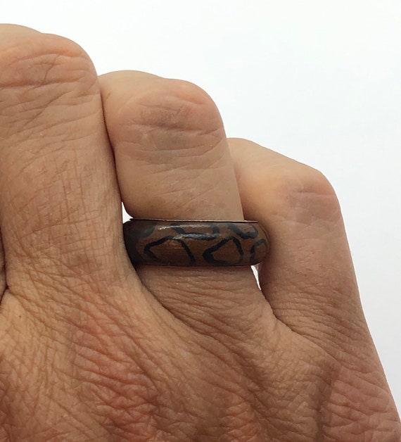 Sterling Silver and Wood Ring, Size 7 1/4 - image 1