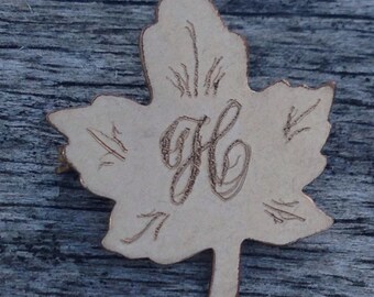 H Jewelry, H Brooch, Genuine Vintage 1940's Stamped Sweetheart Leaf Lapel Pin Brooch "H" Gifts for Her,