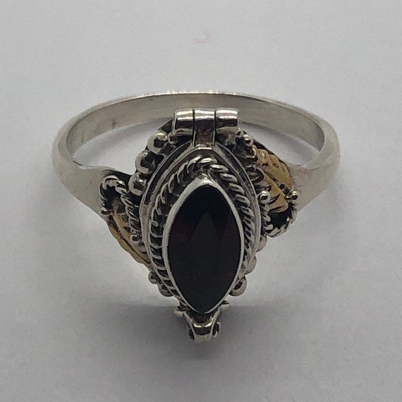 Poison Ring, Garnet Silver Poison Ring Size 4, Ri… - image 9