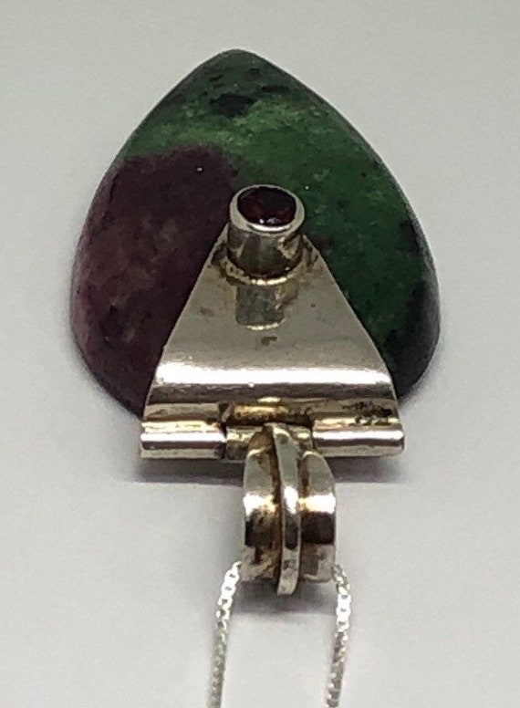 Sterling Silver Garnet And Ruby In Zoisite Pendan… - image 9