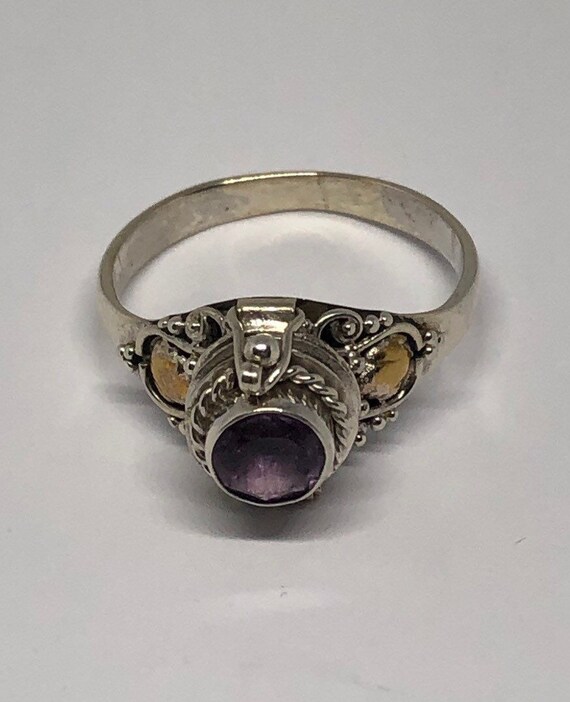 Poison Ring, Silver Amethyst Poison Ring Size 10