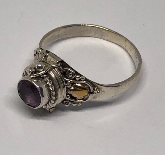 Poison Ring, Silver Amethyst Poison Ring Size 8, … - image 3