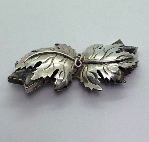 STERLING SILVER Leaf Brooch Pin - image 8