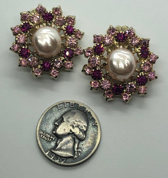 WEISS Pink Clip On Vintage Earrings - image 4