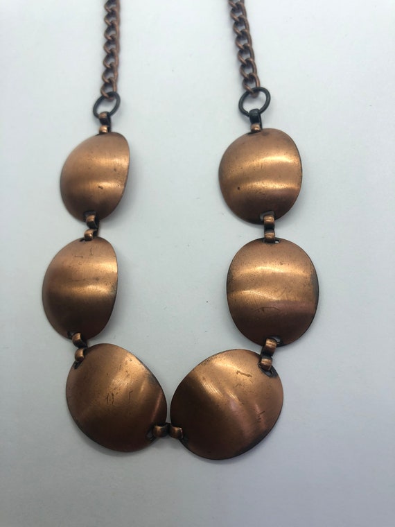 Brutalist Modernist Statement Copper Necklace, 18… - image 6